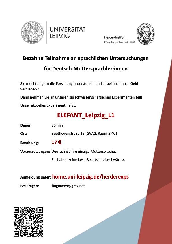 Bild 1 17€ einfach verdient! Teilnahme an linguistischer Untersuchung in Leipzig