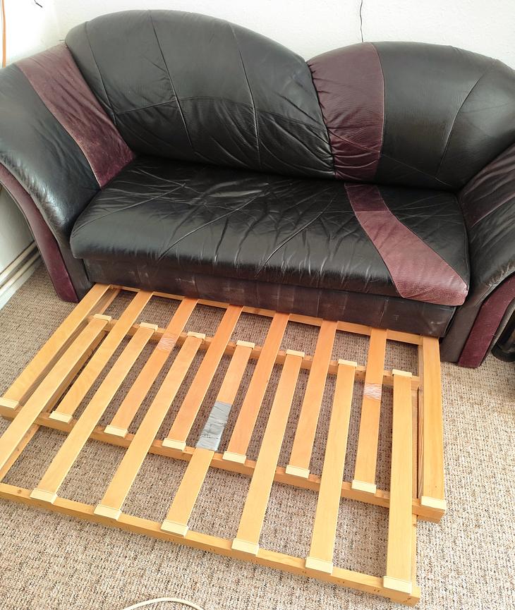 Bild 4 Ledersofa mit ausziehbarem Lattenrost
