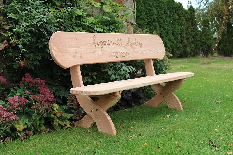 Bild 1 Gartenbank aus Lärche mit Gravur. Hochzeitsgeschenk. Parkbank.