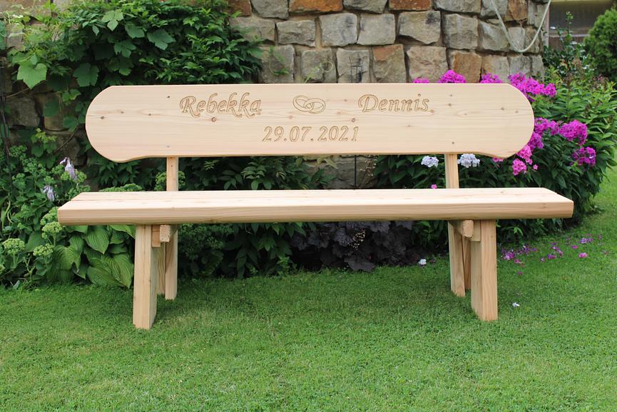 Bild 18 Holzbank mit Gravur. Rentners Geschenk. Hochzeitsgeschenk.