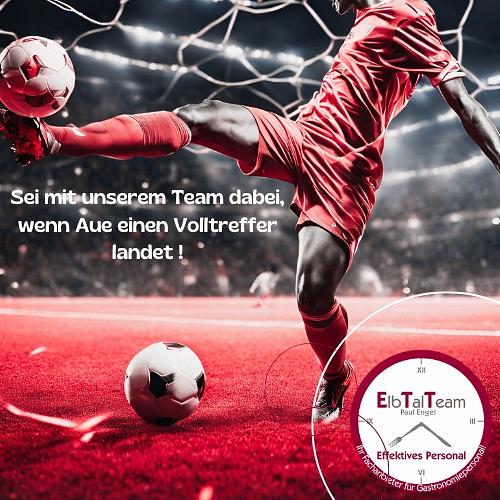 Bild 1 Daumendrücken an der Bar im Aue-Stadion mit dem ElbTalTeam !