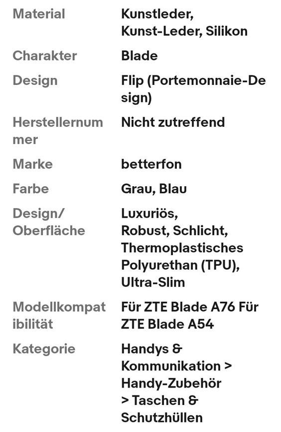 Bild 4 Hülle für ZTE Blade A76/A54 Handy Tasche Handyhülle Hülle Schutzhülle Klapphülle