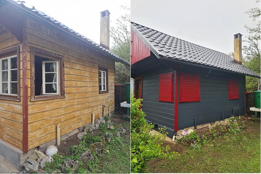 Bild 10 Maler - arbeiten  Haus Holzfassade Klinker Giebel u. Dachüberüberstand Traufe 