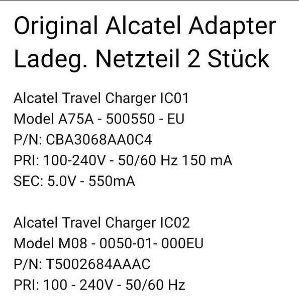 Bild 2 Original Alcatel Adapter Ladegeräte Netzteile (2 Stück)