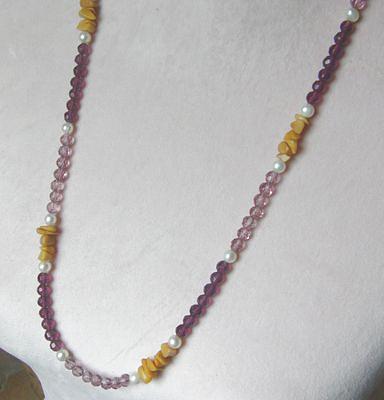 Bild 2 Halskette, Longkette mit Kristallperlen, Jade und Perlen