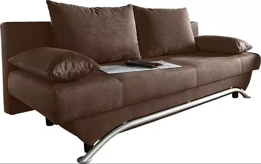 Bild 4 Schlafsofa aus braunem Mikrofaser zu verschenken