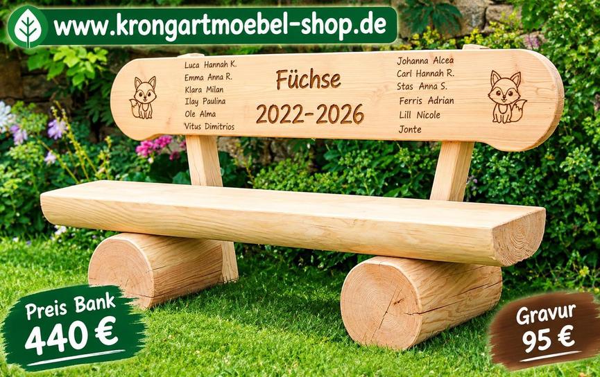 Bild 4 Gartenbank aus Lärche mit Gravur. Weinachtsgeschenk.