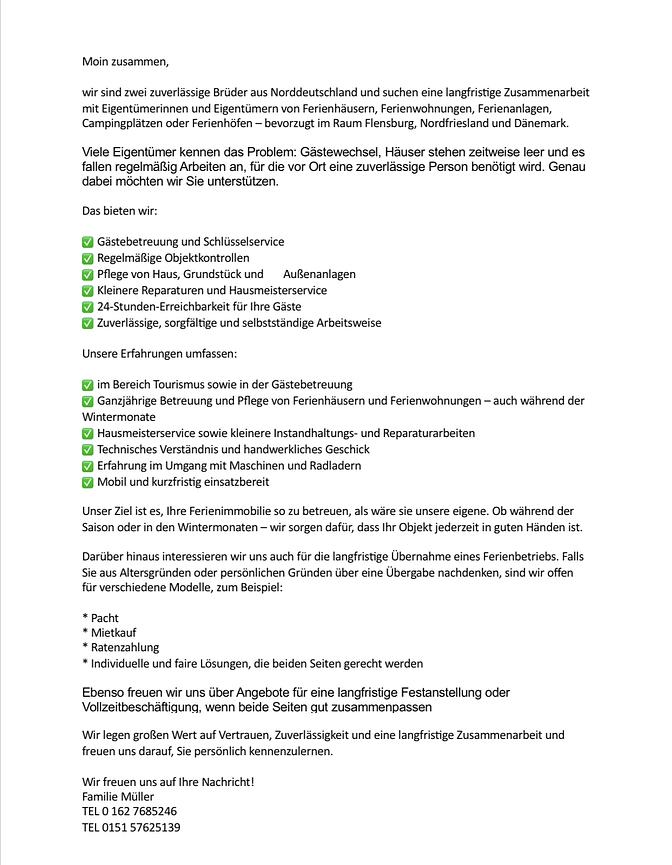 Bild 1 Wir bieten unsere Hilfe auf Campinganlagen- Ferienanlagen an