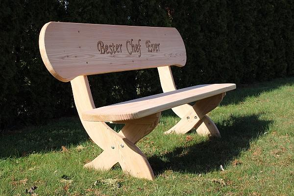 Bild 6 Gartenbank aus Lärche mit Gravur. Hochzeitsgeschenk. Rentners Geschenk.
