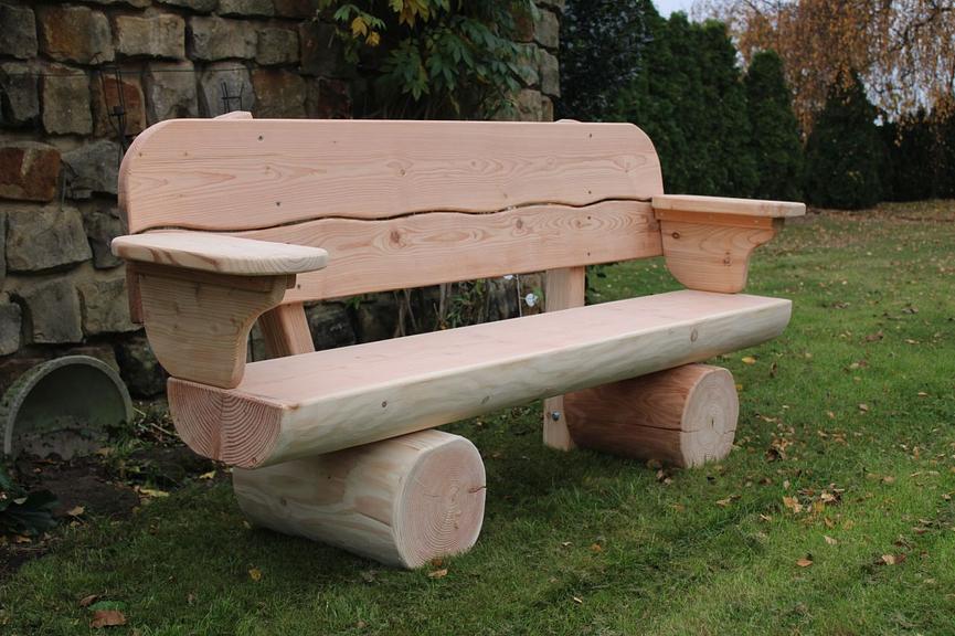 Bild 7 Holzstamm Bank mit Gravur. Baustammbank.  Rentners Geschenk. Holzbank.