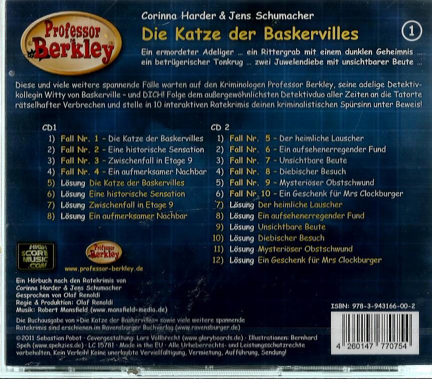Bild 2 Geschenk:Doppel-Hörbuch-Cd:"Professor Berkley:Teil 1=Die Katze der Baskervilles"