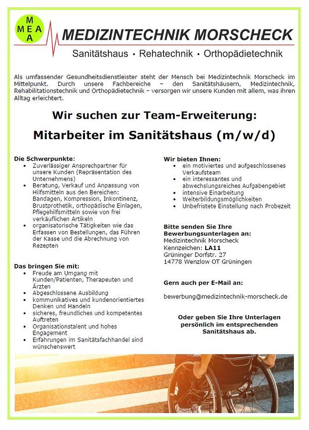 Bild 2 Sanitätshausfachverkäufer / MFA m/w/d 13357 Berlin