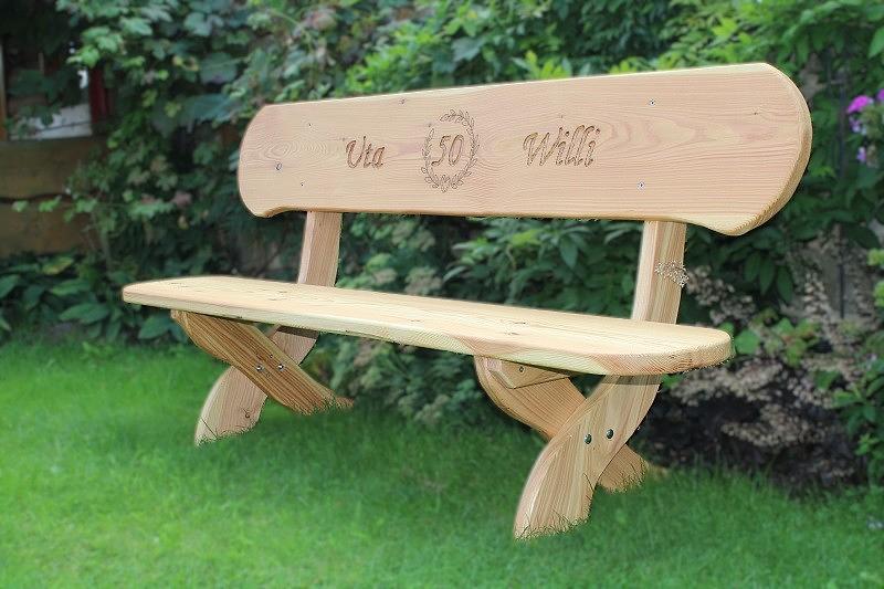 Bild 3 Holzbank. Gartenbank mit Gravur. Hochzeitsgeschenk.