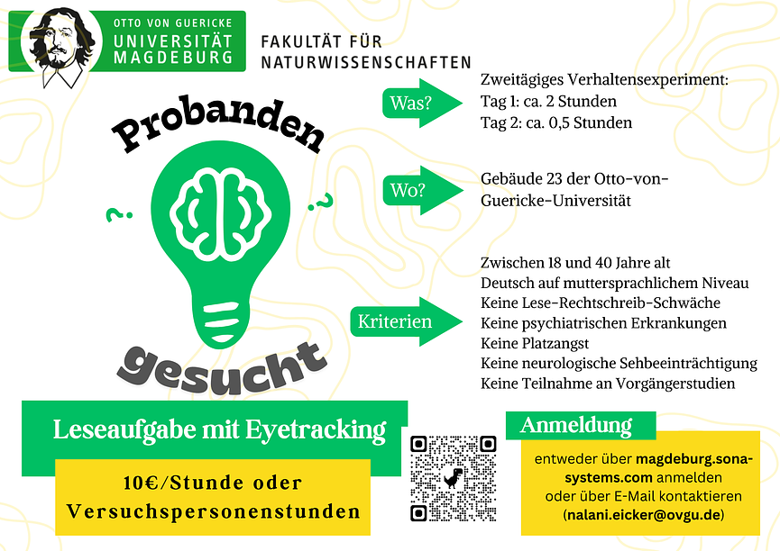 Bild 1 (10€/Stunde) Probanden für eine Lesestudie gesucht