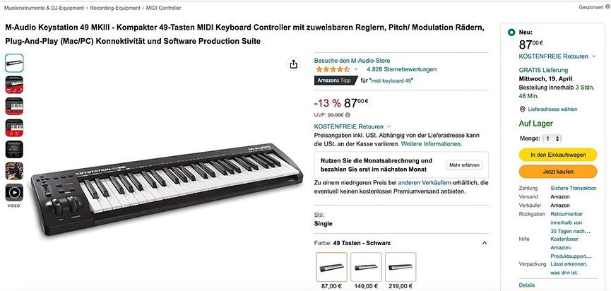 Bild 2 M-Audio Keyboard 49 MKIII / 3 Wochen benutzt !! für 50€