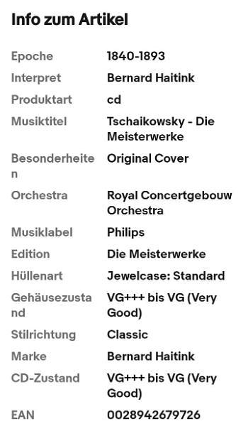 Bild 5 Box-Set Tschaikowsky - Die Meisterwerke v Bernard Haitink | CD |