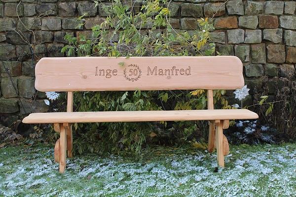 Bild 7 Gartenbank aus Holz mit Gravur. Rentnergeschenk. Hochzeitsgeschenk.