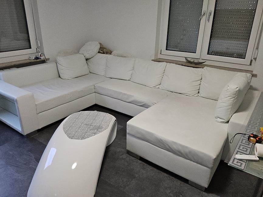 Bild 5 Wohnlandschaft  Weiß Sofa Couch  Ecksofa  ( Kunstleder )