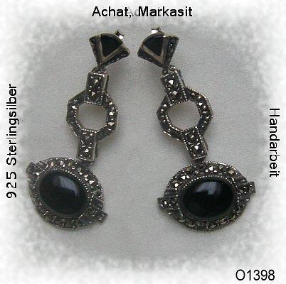 Bild 2 Edle Ohrringe, 925 Silber mit Markasiten und Achaten