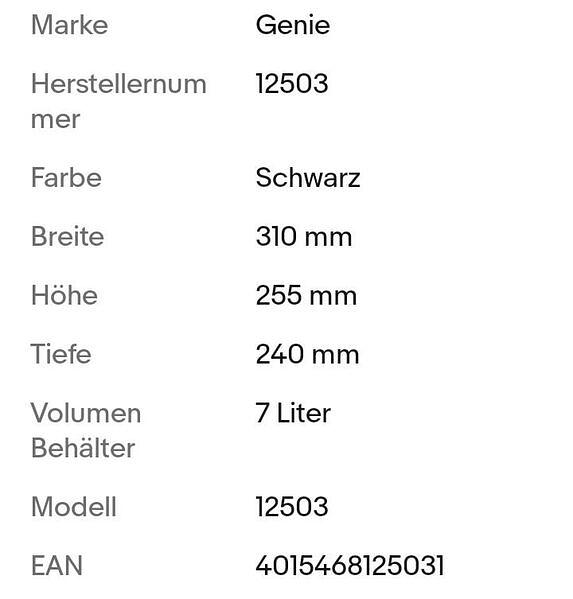 Bild 2 NEU: GENIE 106 S Papierkorb für Aktenvernichter, ohne Papierschredder
