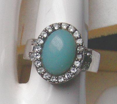 Bild 3 Ring 925 Silber mit gefassten Jade und Weistopasen