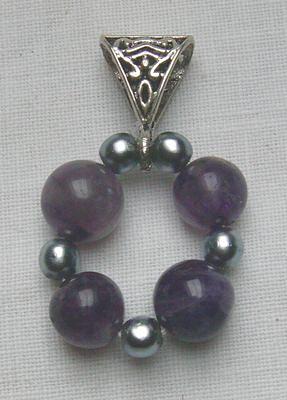 Bild 2 Edelsteinanhänger, Amethyst, Magnetperlen