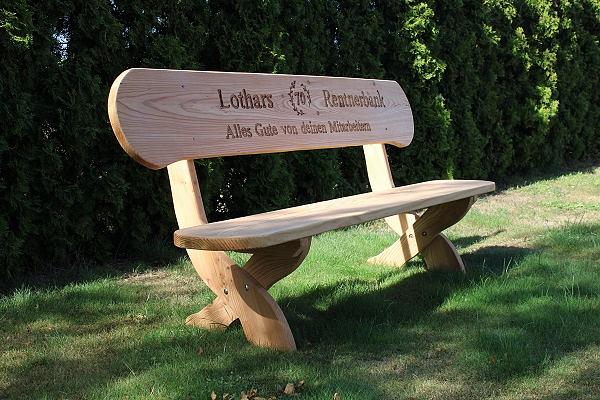 Bild 5 Gartenbank aus Lärche mit Gravur. Hochzeitsgeschenk.  Frühlingsgeschenk.