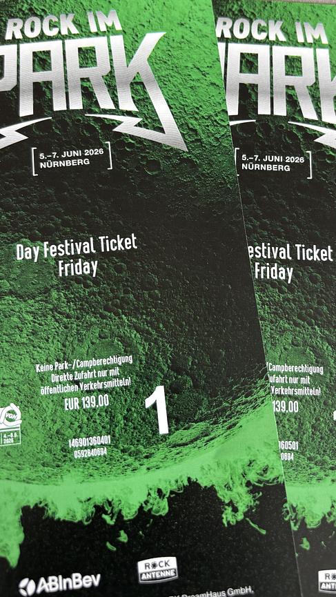 Bild 1 2x Freitags-Ticket für Rock im Park 2026 zu verkaufen