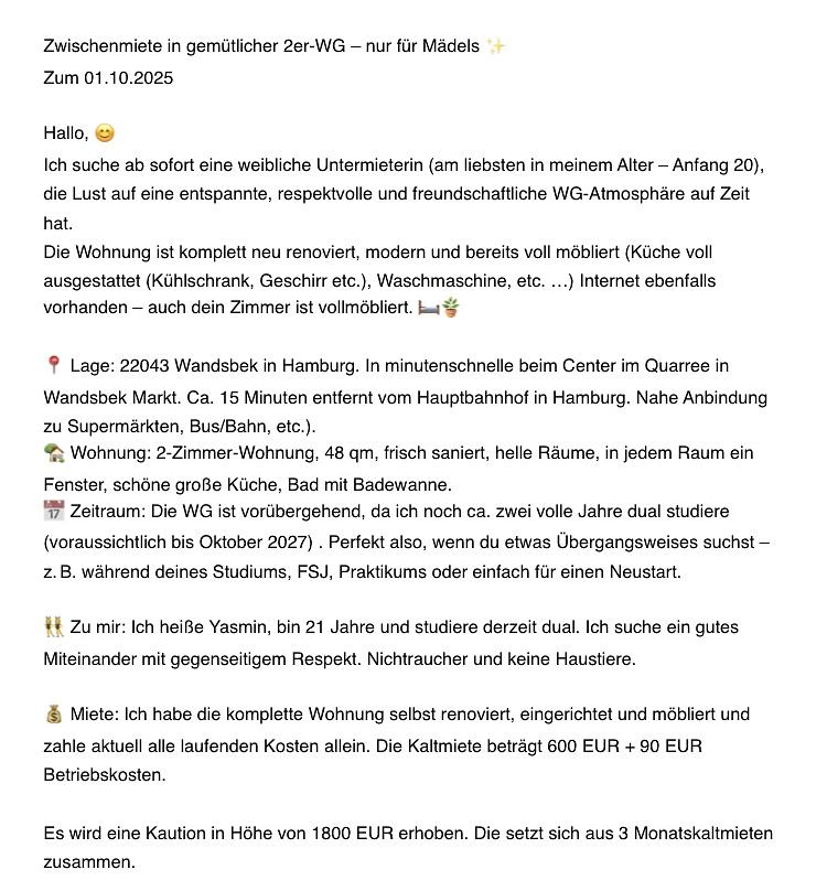 Bild 6 Zwischenmiete in vollmöbilierter WG zum 01.10.2025