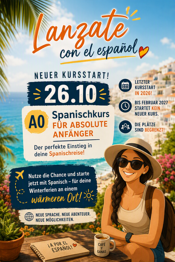 Bild 1 A0 Spanischkurs online nur 3 Plätze mehr. Ab 26.10.2026!!