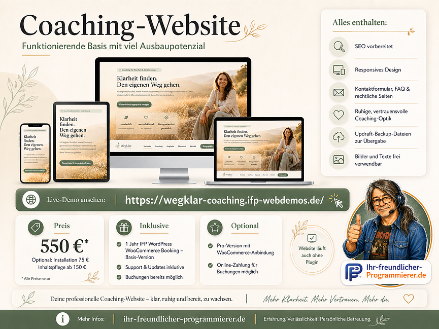 Bild 1 Coaching-Website zu verkaufen – funktionierende Basis mit viel Ausbaupotenzial