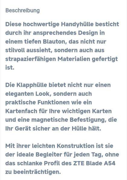 Bild 2 Hülle für ZTE Blade A54 Handy Tasche Handyhülle Wallet Case Klapphülle Flip Case