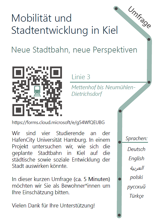 Bild 1 Stadtbahn Kiel: Umfrage I Survey I استبيان I Ankieta I Опрос I Anket