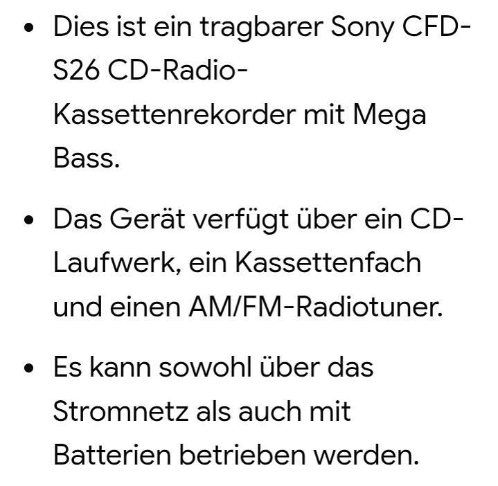 Bild 4 Sony CFD-S26L Stereorecorder Ghettoblaster Boombox CD, Radio, Kassette