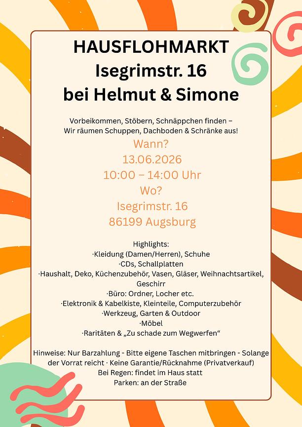 Bild 1 Hausflohmarkt 13.06.2026 in Göggingen/Schafweidesiedlung