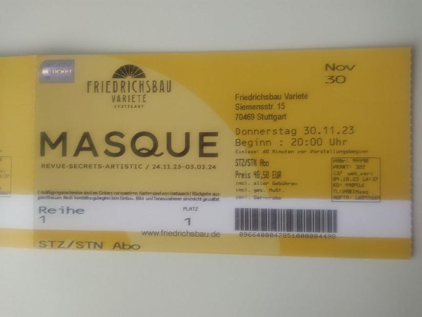 Bild 4 2 Tickets für Masque Friedrichsbau 30.11.23