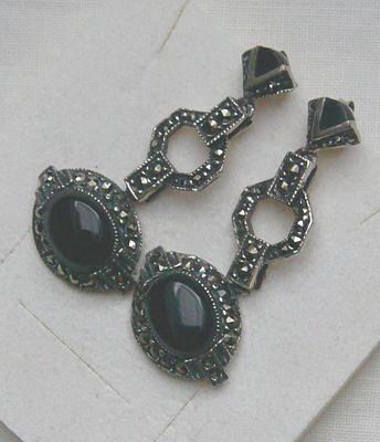 Bild 3 Edle Ohrringe, 925 Silber mit Markasiten und Achaten