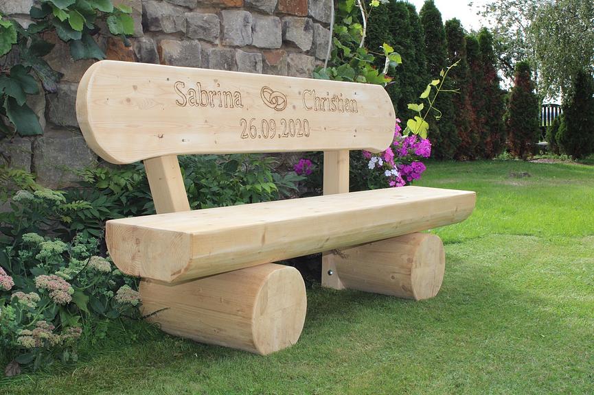 Bild 11 Baumbank aus Lärchen/ Douglasien holz. Massivbank. Holzbank. Gartenbank.