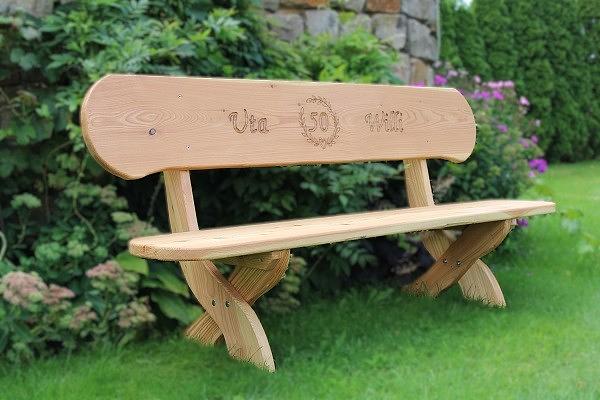Bild 4 Gartenbank aus Lärche mit Gravur. Hochzeitsgeschenk. Frühlingsbank.