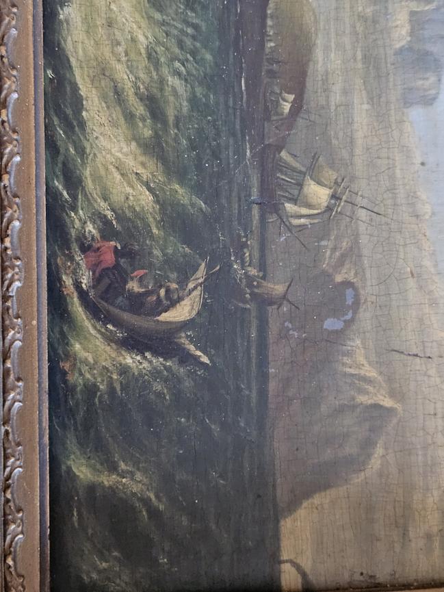 Bild 2 ​Bedeutendes Marine-Gemälde von August Schütz (1836) – "Stürmische See an der St