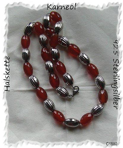 Bild 1 Edelsteincollier, Karneol mit Silberkugeln, 925 Silber