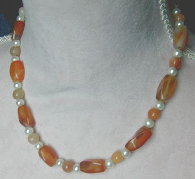 Bild 6 Edelsteincollier, Karneol, Achat, Zuchtperlen