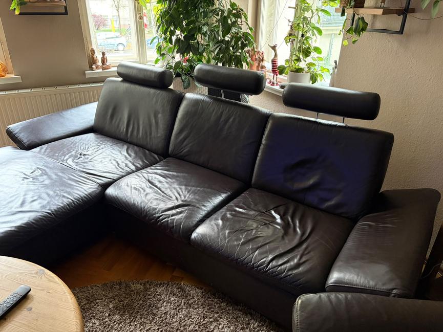 Bild 4 Ledercouch mit Ottomane – zu verschenken, Leipzig