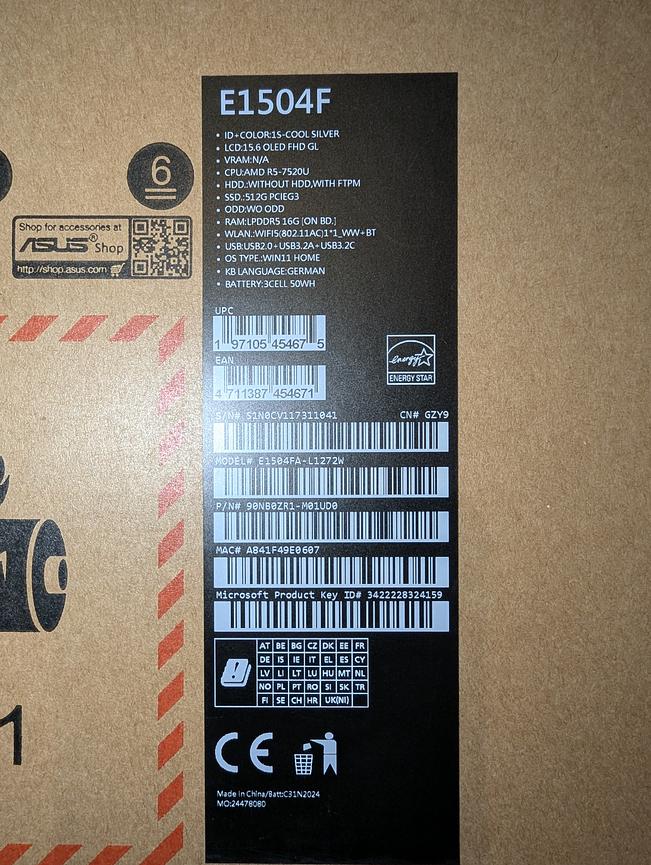 Bild 7 Asus Vivobook 15Go E1504FA-NJ311W 1 Monat Herstellergarantie Ausstellungsgerät