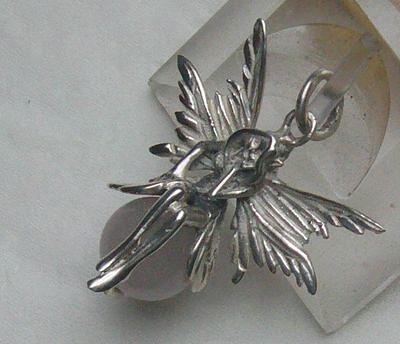 Bild 4 Engelanhänger, massiv 925 Silber mit einen Rosenquarz