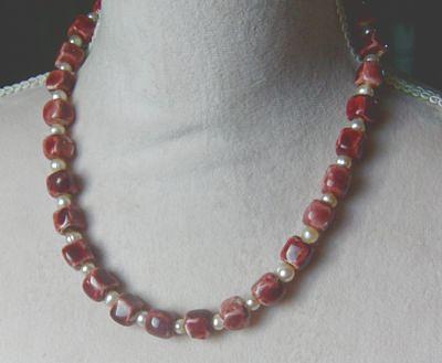 Bild 2 Edelsteinkette, roter Achat mit Perlen