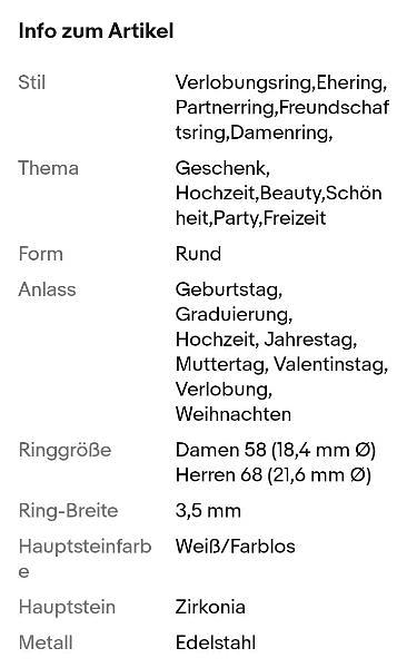 Bild 4 2x Ring Edelstahl Damenringe Eheringe Verlobungsringe Freundschaftsring Schmuck