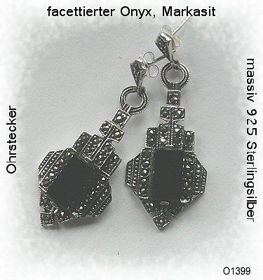 Bild 1 Ohrringe, 925 Silber mit Margasiten und den Onyx