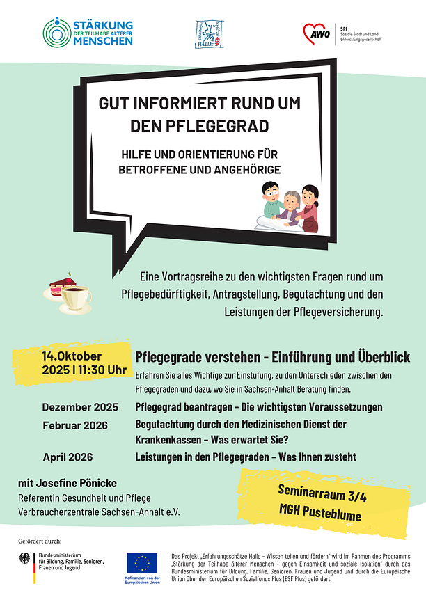 Bild 1 Einladung zur Vortragsreihe „Gut informiert rund um den Pflegegrad"