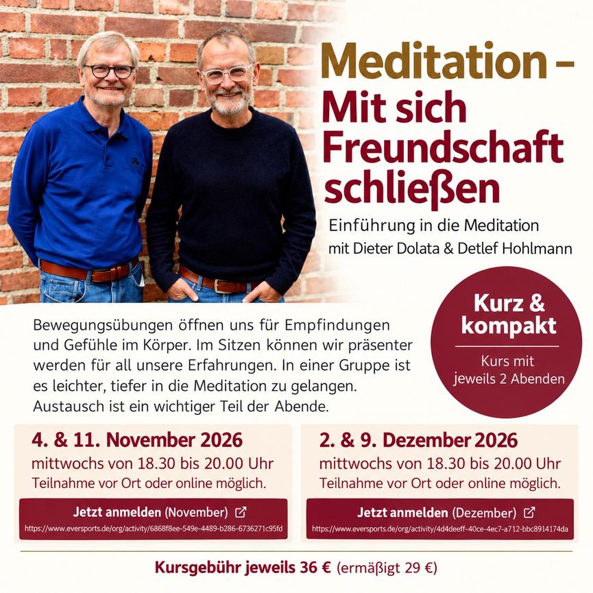 Bild 1 Meditationskurs — Mit sich Freundschaft schließen, live oder online